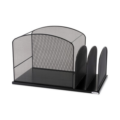 Desktop File Organizers; File Holder Type: Hanging File Folder ; Overall Width: 19 ; Overall Depth: 11.5 ; Color: Black ; Overall Height: 11.5in ; Material: Steel Mesh